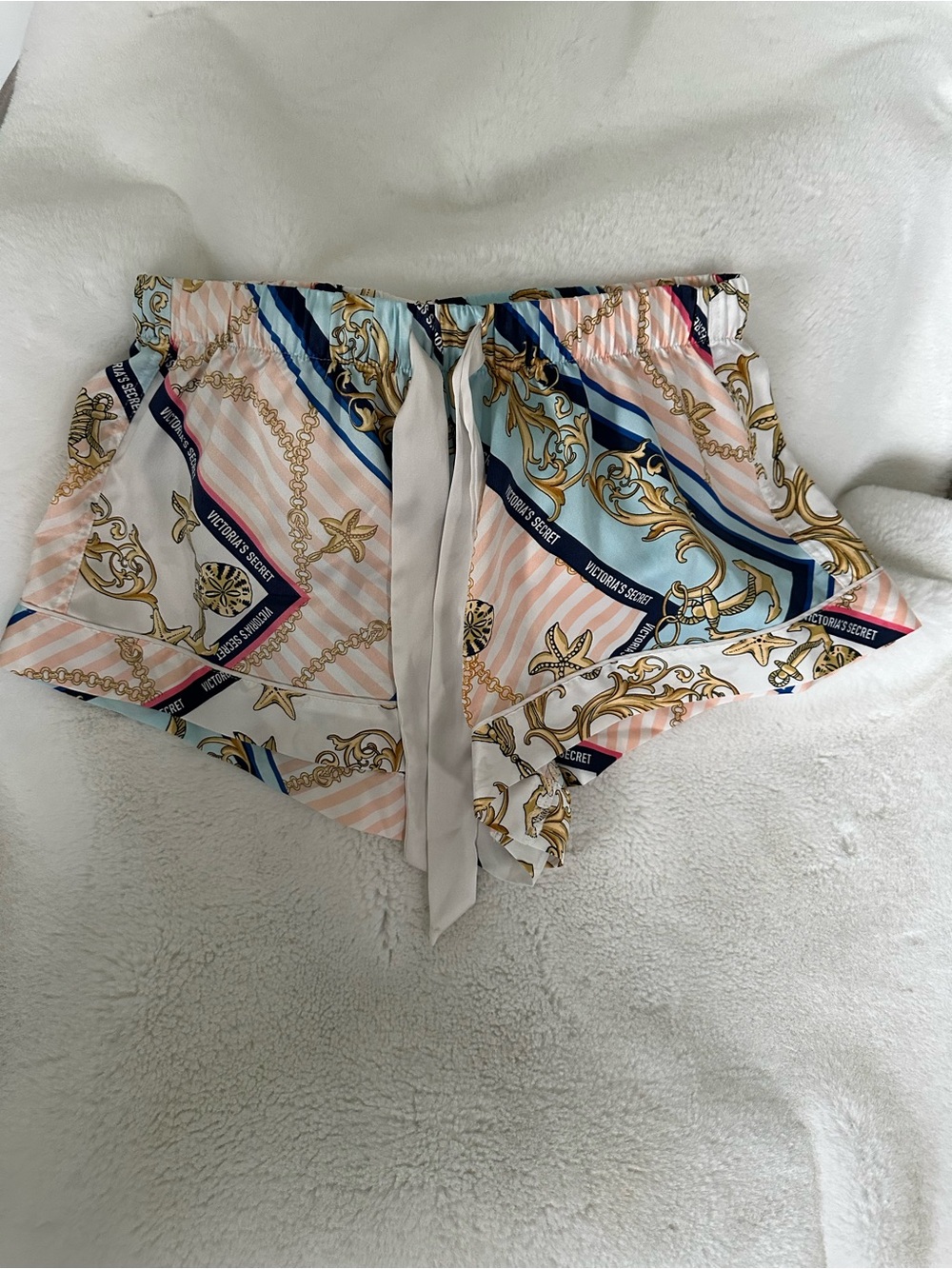 Victoria's Secret Pastel Multi Satin Lounge Shorts with Chain Print S